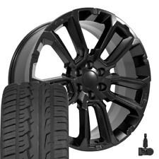 24x10 Satin Black Cv68 Wheel 30535r24 Tires Tpms Fit Silverado Tahoe Suburban