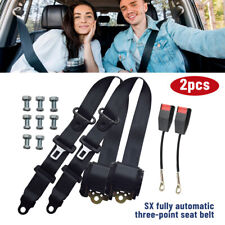 2x Retractable 3 Point Safety Seat Belt Straps Car Vehicle Adjustable Belt Kit