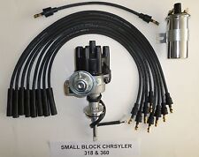 Chrysler 318-360 Black Small Female Hei Distributor 45k Coil Spark Plug Wires