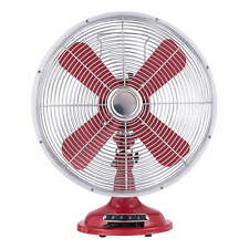 12 Inch Retro 3-speed Metal Tilted-head Oscillation Table Fan Red
