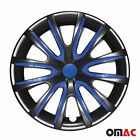 14 Inch Hubcaps Wheel Rim Cover Glossy Black With Dark Blue Insert 4pcs Set
