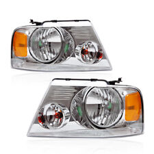 Headlights Assembly Fit For 2004-2008 Ford F150 F-150 Chrome Amber Headlamp