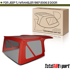 Burgundy Convertible Soft Top With Plastic Window For Jeep Wrangler Tj 1997-2006