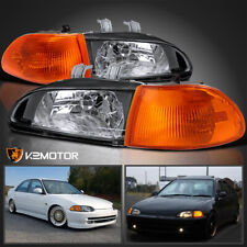 Fits 1992-1995 Honda Civic Eg Eh Ej 4dr Sedan Black Headlightscorner Lamps Pair