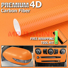 1ftx5ft 4d Gloss Orange Carbon Fiber Vinyl Wrap Sticker Bubble Free Air Release