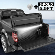 5.5ft Bed Tri-fold Soft Truck Tonneau Cover For 09-14 Ford F-150 On Top W Lamp