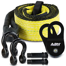 Abn Offroad Recovery Kit - 10-ton 8ft Tow Strap Winch D Rings And Snatch Block