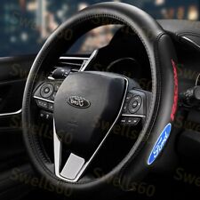 Black 15 Diameter Car Auto Steering Wheel Cover Genuine Leather For Ford New X1