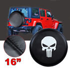 16 Skull Leather Spare Tire Wheel Cover For Jeep Liberty Wrangler Black Size L