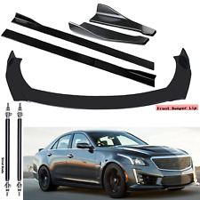 For Cadillac Cts-v Ats Front Rear Bumper Lip Spoiler Body Kit Glossy Black Side