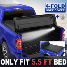 Soft Truck Tonneau Cover For 2004-2015 Nissan Titan 5.5ft Bed 4-fold Led Lamp
