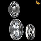 Chrome 3 Pulley Set Fits Small Block Chevy 327 350 383 400 W Long Water Pump