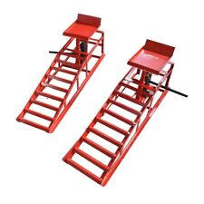 A Pair Auto Car Service Ramps Lifts Heavy Duty Hydraulic Lift Repair Frame Red