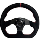 Lightweight Racing Billet 6-bolt Steering Wheel Black Alcantara Red Stitching
