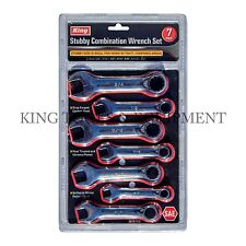 King 7pc Stubby Combination Wrench Open Ring Spanner Set Sae Hand Tool Brand New