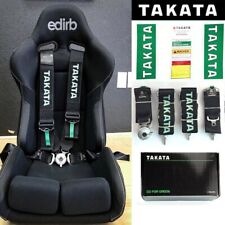 Takata Black Race 4 Point Snap-on 3 Racing Seat Belt Harness Camlock Universal