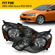 Fit 02-04 Acura Rsx Dc5 Black Headlights Lamps Pair Leftright Assemblies K2 Ee