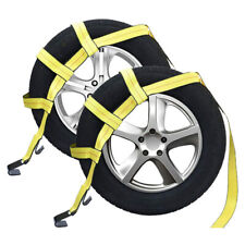 Tow Dolly Straps Basket Strap Flat Hook Heavy Duty Yellow Car Tire 2pcs Nj D27