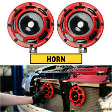 2pcs 115db Hella Super Loud Compact Electric Tone Blast Car Air Horn Kit Red Eoa