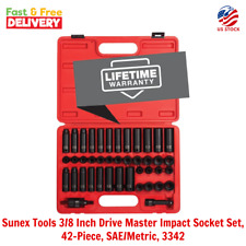 Sunex Tools 38 Inch Drive Master Impact Socket Set 42-piece Saemetric 3342