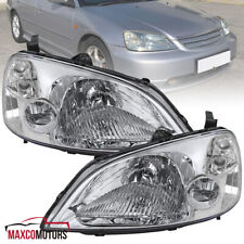 Headlights Fits 2001-2003 Honda Civic 24dr Coupe Sedan Clear Lamps Leftright