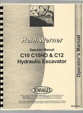 Hein-werner C10 C10hd C12 Excavator Owners Operators Manual Parts Catalog