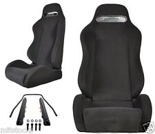 New 2 Black Cloth Black Stitch Racing Seat Reclinable W Slider All Mazda