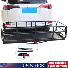 Folding Rack Cargo Basket Trailer Hitch Mount Luggage Carrier 500lbs For Car Suv