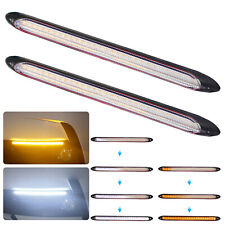 2x Led Switchback Drl Tube Light Strip Amberwhite Sequential Flow Turn Signal
