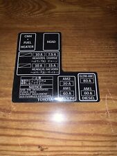1984-1988 Toyota Pickup Truck 4runner Fuse Box 22rre Decal Repro 60a Gasoline