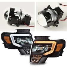 Fit For 2009-2014 Ford F-150 Dual Led Projector Black Headlights Leftright