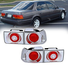 For 1992 1993 Honda Accord 4door Pair Tail Lights Rear Lamps Chrome Clear Lens
