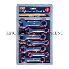 King 7pc Stubby Combination Wrench Open Ring Spanner Set Metric Hand Tool New