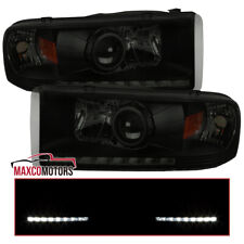 Black Smoke Projector Headlights Fits 1994-2001 Dodge Ram 1500 2500 3500 Led