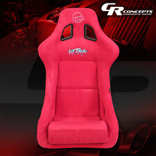 Nrg Innovations Red Fiber Glass Frame Alcantara Prisma Fixed Racing Bucket Seat