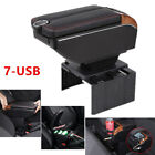1pcs 7 Usb Charging Car Central Console Dual Opening Armrest Box Pu Leatherabs