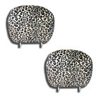 Cheetah Print Headrest Covers Black Beige Pair 12 X 9 Universal