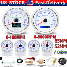 6 Gauge Set With Senders 85mm Gps Speedometer 0-160mph With Tachometer 0-8000rpm