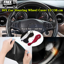 New Black Genuine Leather For Toyota 15 Diameter Car Auto Steering Wheel Cover