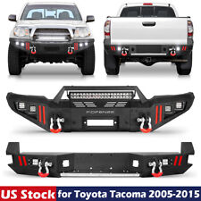 Steel Front Bumper Rear Bumper W Winch Led Fit For Toyota Tacoma 2005-2015