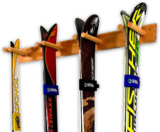 Ski Wall Rack - 4 Pairs Of Skis Storage - Wood Home Garage Mount System
