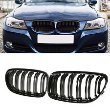 Double Slats Gloss Black Kidney Grille Grill For Bmw 2009-2011 3 Series E90 E91