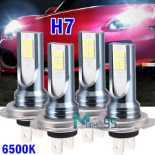 4pcs H7 Led Headlight Bulbs Kit High Low Beam Combo 6500k Super White Bright