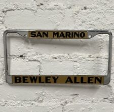 Vintage San Marino California Bewley Allen Cadillac Dealer License Plate Frame