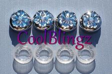 Blue Flower Rhinestone Screw Caps For Crystal Bling Sparkle License Plate Frame