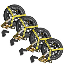 16 Pcs 4 Set 2 X 10 Ratchet Wheel Lift Lasso Strap W Flat Snap Hook Tow Truck