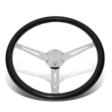 380mm Black Wood Grip Vintage Steering Wheel 2deep Dish Stainless Steel Spoke