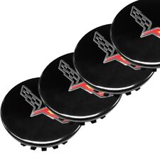 Wheel Center Caps Gloss Black For Corvette C7 C6 Cross Flag 68mm 20940125