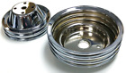 Sbc Chrome Steel Pulley Set 2-groove Upper 3-groove Lower Long Water Pump 350