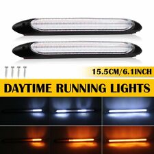 2x Led Switchback Drl Tube Light Strip Amber White Sequential Flow Turn Signal